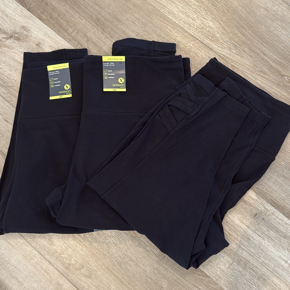 3 pairs: Xersion Woman cotton blend active capri mid-rise fitted - Picture 8 of 8